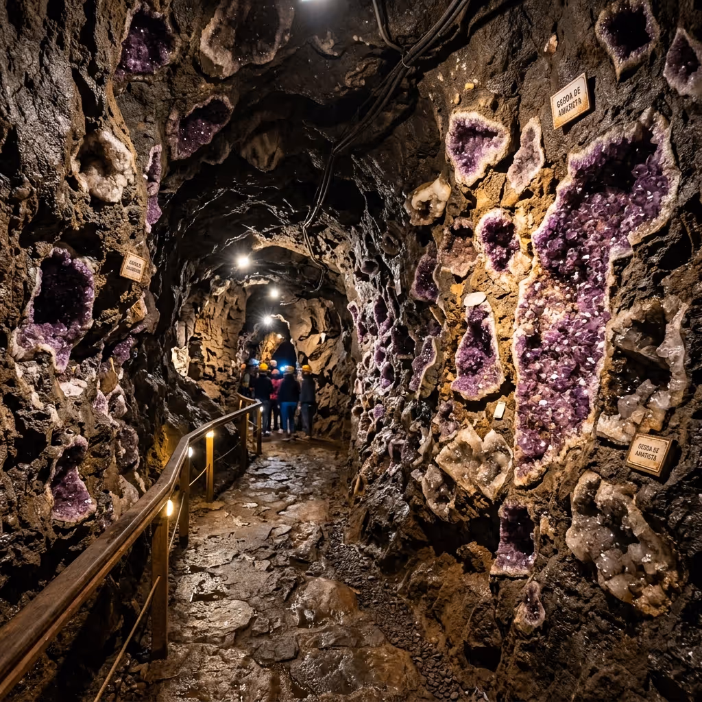 Geoda de piedras preciosas en las Minas de Wanda