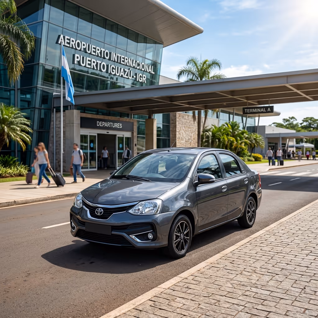Toyota Etios blanco - Nuestra flota moderna de traslados privados en Puerto Iguazú